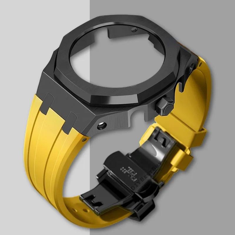 Ny Gen5 Casioak-fodral i rostfritt stål för G-Shock GA2100 Mod-kit Modifieringssats Metallram gummiband för GA2110 GAB2100