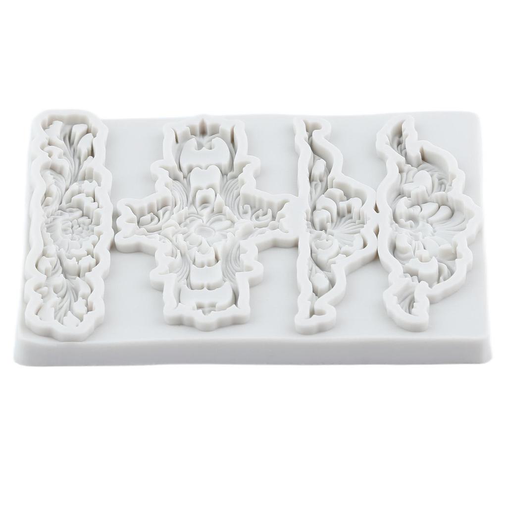 Barokk Bord Silikonformer Relief Blomst Fondantform Kakedekoreringsverktøy Cupcake Topper Godteri Sjokolade Gumpasteform