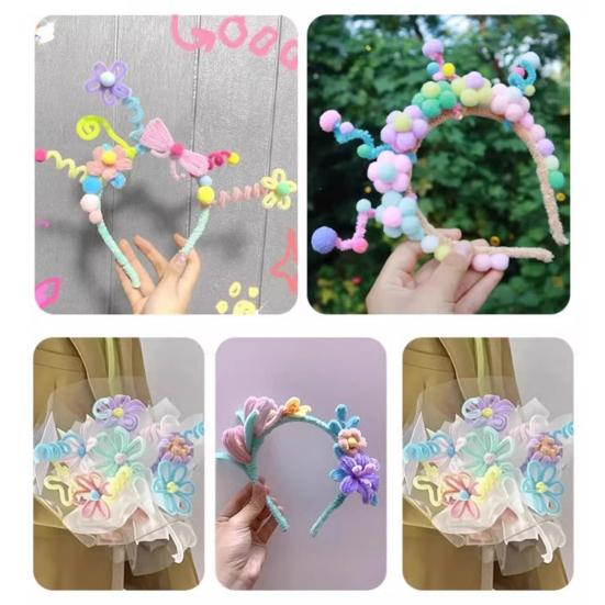 200 Pcs Pipe Cleaners Craft DIY Pipe Cleaner Flower Making Kit Colored Chenille Stems Bulk with Floral Wires Gardening Tape for Art Craft Supplies