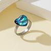 2 Pcs Natural Abalone Mother of Pearl Shell Adjustable Rings Heart & Round Cabochon Silver Band Iridescent Seashell Statement Finger Rings for Women
