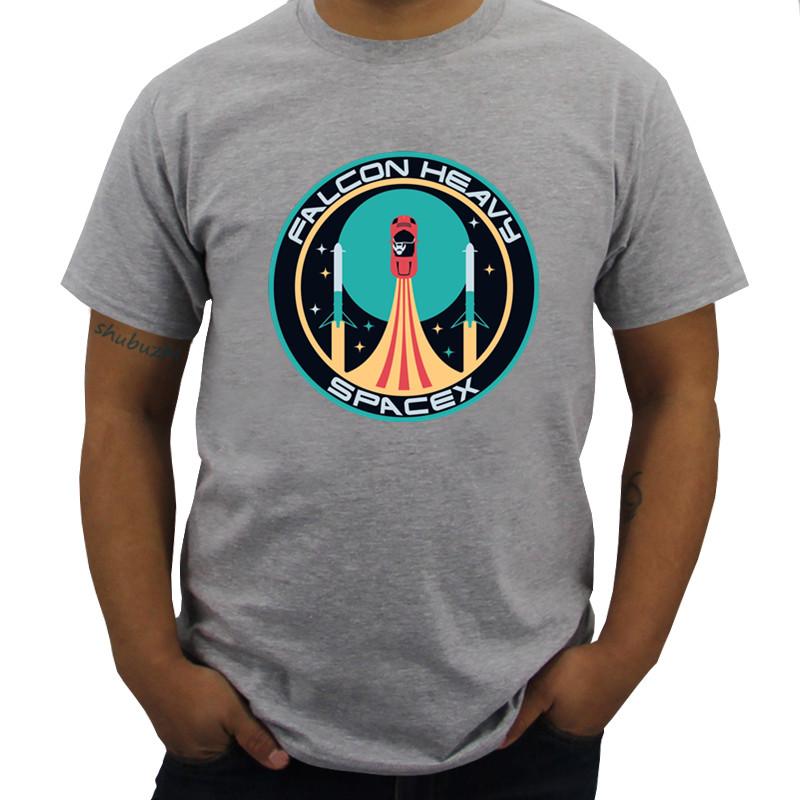 

Men Cotton T Shirt Summer Brand Tshirt Heavy Falcon Space X Patch TShirt Elon Musk Spacex Tee Shirt Fashion Unisex Teeshirt S