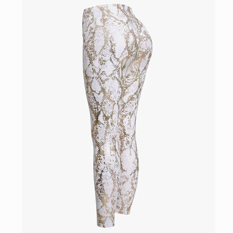 Tight Elastic Bronzing Yoga Pants Fashion Wind Cross-Border Snake Pattern Peach Hip Fitness Pants High Waist Slimming Sports Pants