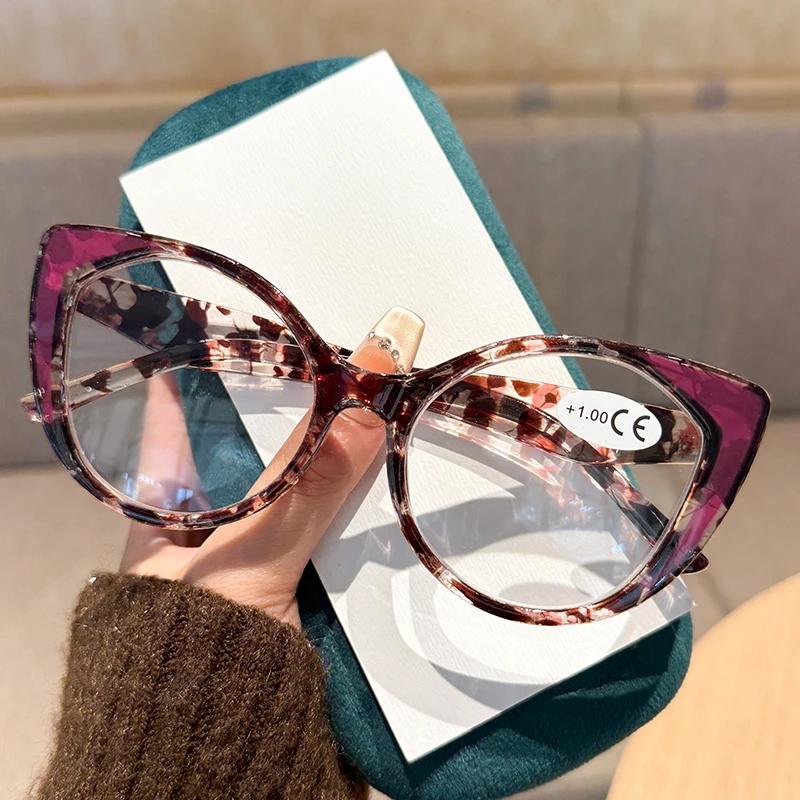 Stylish Round Frame Reading Glasses for Women Anti Blue Light High Quality Far Sight Eyewear European Luxury Designer Glasses