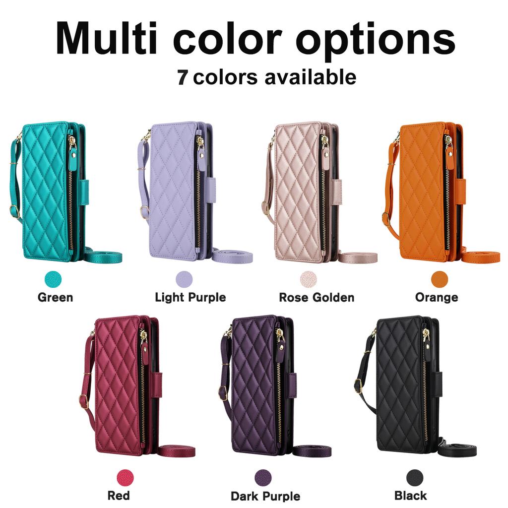Zipper Wallet Cards Holder Phone Case for Samsung S26 S25 Ultra S24 S22 Plus S23 FE A36 A56 A37 A26 A17 Crossbody Leather Cover