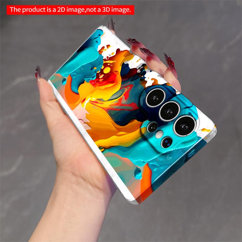 2DFlat Samsung phone case Vibrant Fluid Color Splash Art Phone Case Applicable to Galaxy S23 S24 S25ULTRA S26 A12 A14 A15 A16 A54 A55