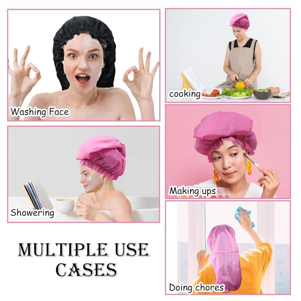 Hot Large Shower Caps Waterproof Large Size Bath Caps Reusable Hair Bonnets for Women Long Hair
