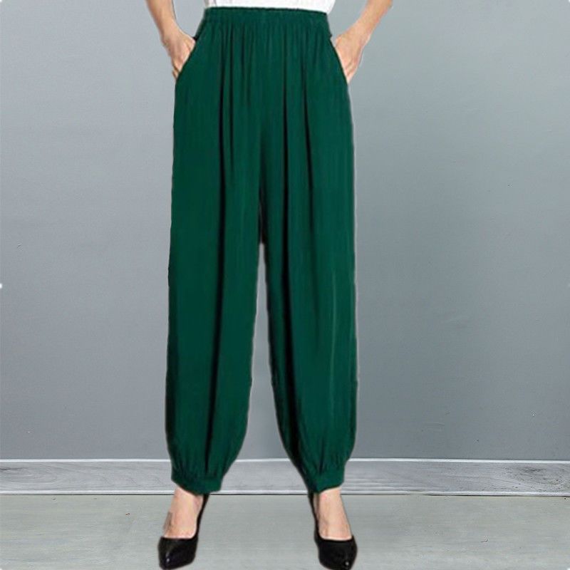 New Spring and Summer Casual Women's Pants Loose Large Size Dance Pants Cotton Silk Bloomers Black Trousers Yoga Pants