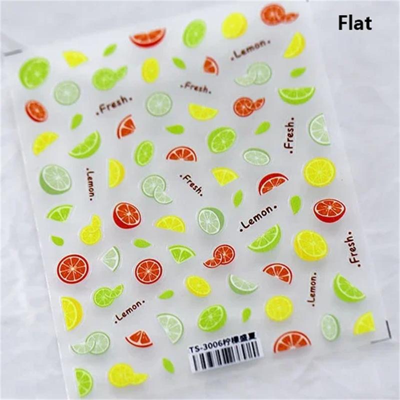 1 piece5D Cute Fruit Jelly Nail Stickers Red and Green Apple High Quality Nail Stickers New Embossed Nail Art Decoration Sticker