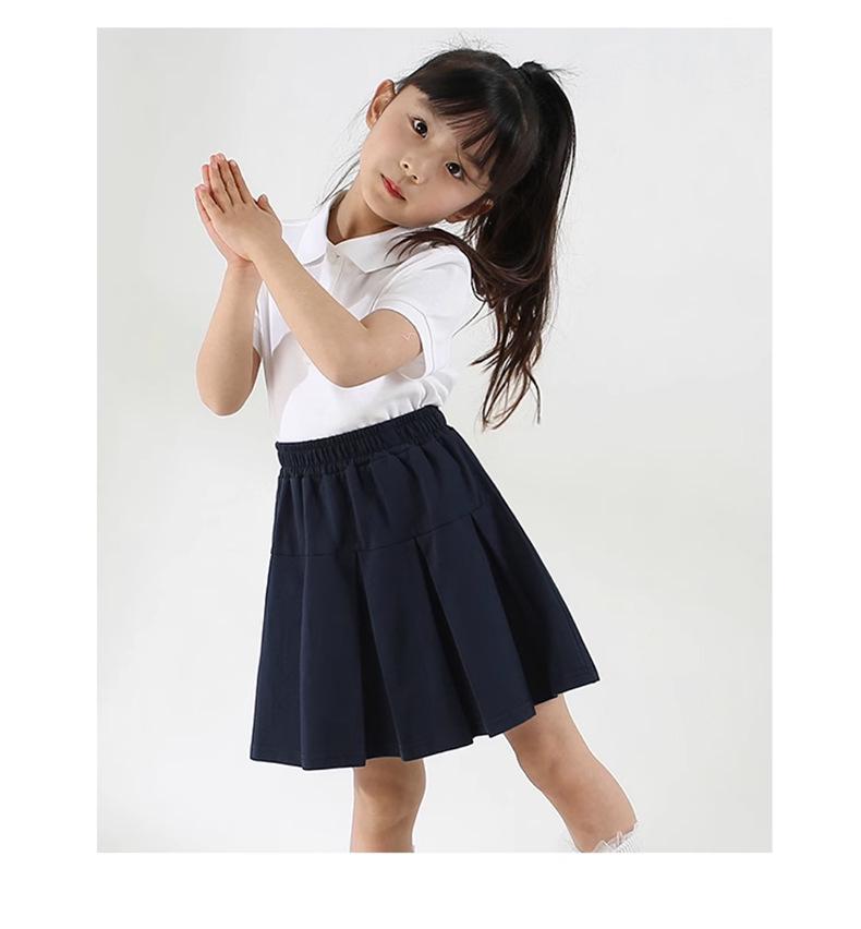 Navy Blue Pleated Cotton Skirt for Medium & Large Girls - Summer School Style