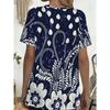 Ladies' Large Abstract Flower Tear Drop Printed T-shirt with Pocket Design