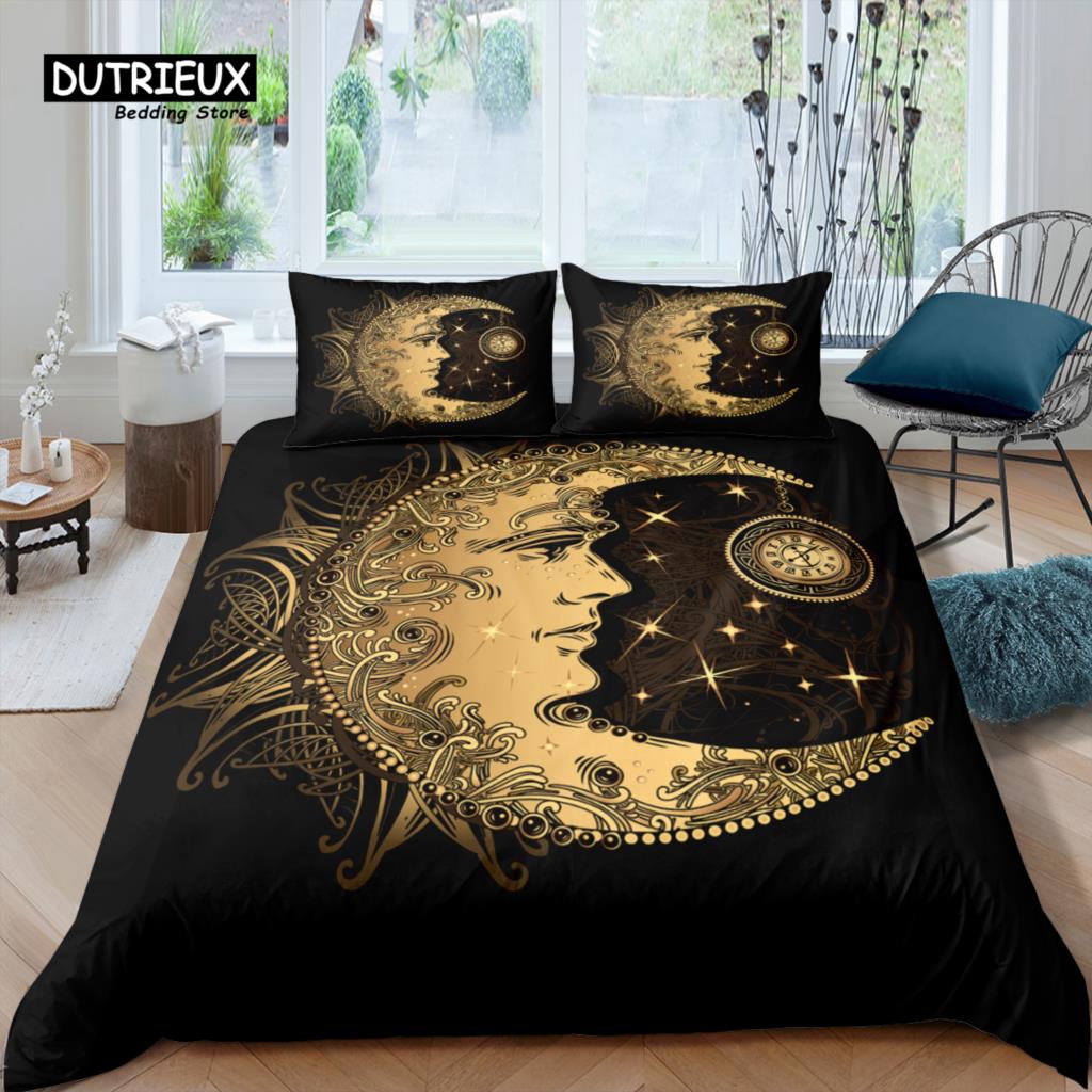 Home Living Luxury 3D Sun and Moon Bedding Set Duvet Cover Set Pillowcase Kids Bedding Set Queen and King EU/US/AU/UK Size