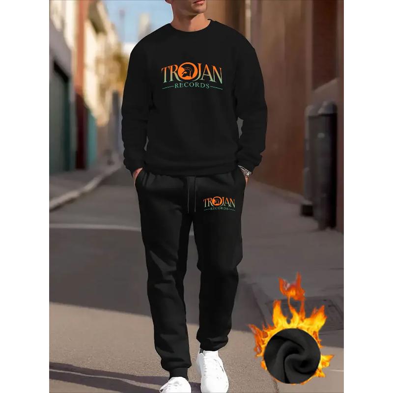 Solid Color Men s Crew Neck Tracksuit, Breathable Wrinkle-Resistant, Ideal for Commute S