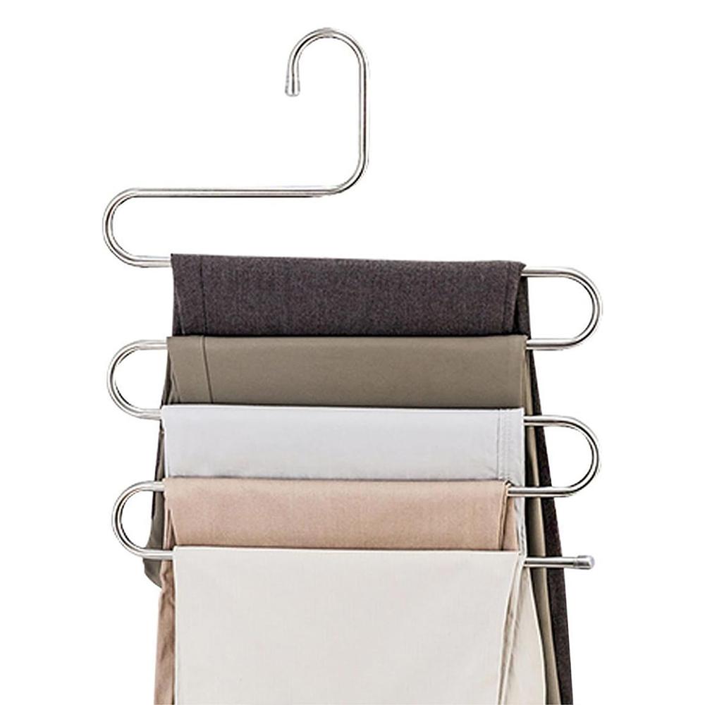 Pants Hangers Non-Slip S-Shape 3Pack Trousers Hangers Stainless Steel Clothes Hangers Closet Storage Organizer for Pants Jeans