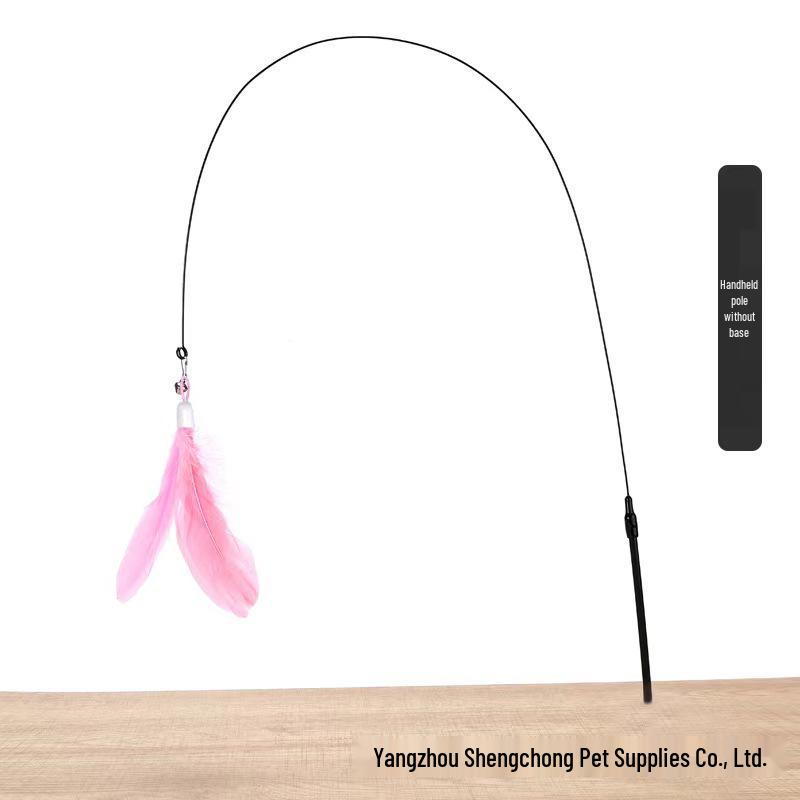 Katzenangel mit starkem Saugfuß, Feder und Glöckchen zur Selbstbeschäftigung und gegen Langeweile.