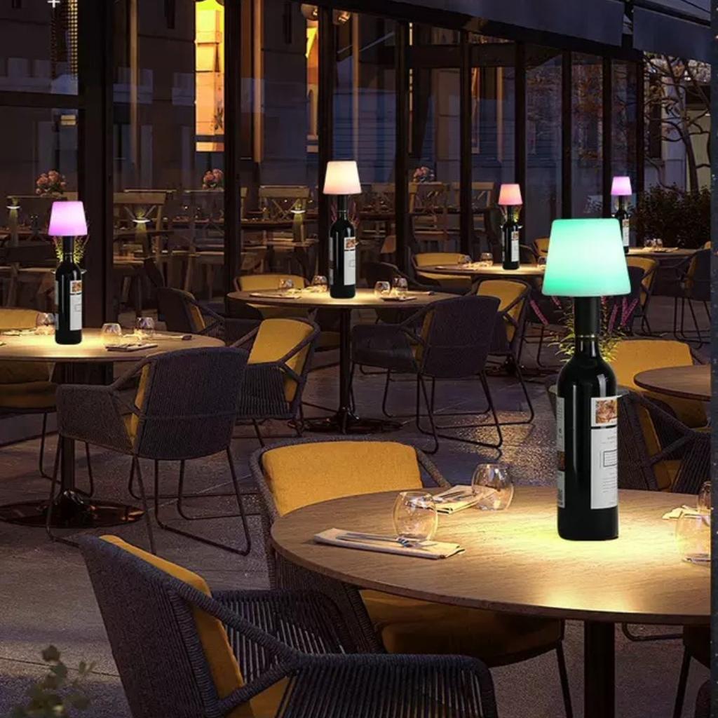 Wireless Portable LED Bottle Lamp Rechargeable Wine Bottle Light Head w/RGBW Remote controller Cordless Dining Room Table Lamp