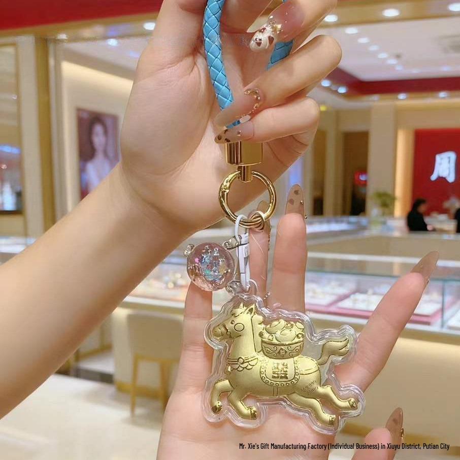 Pegasus 999 Pure Gold Keychain Princess Pendant - Good Luck New Year Gift