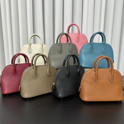 New French Sheep Pattern Head Layer Leather Mini Leather Shell Bag Single Shoulder Cross Shoulder Small Bag Handbag Bowling Bag