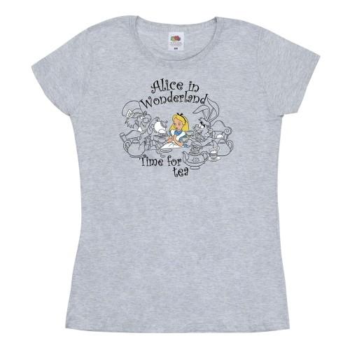 

Disney Womens/Ladies Alice In Wonderland Time For Tea Cotton T-Shirt XXL білий
