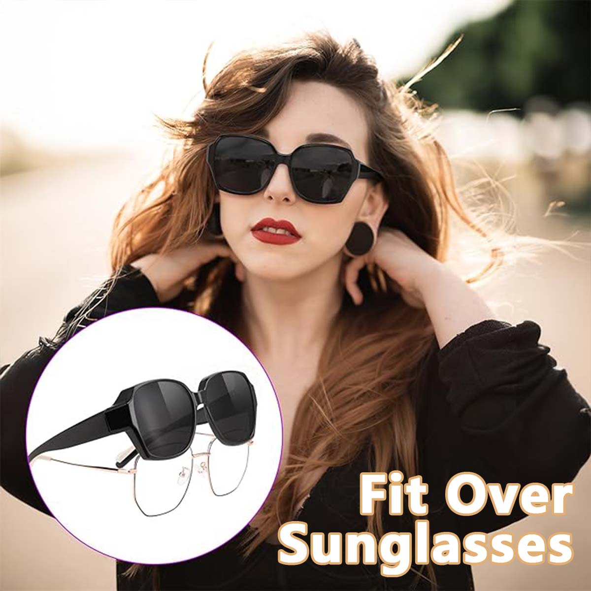 1PC Zonnebril Geschikt Over Bril Gepolariseerd voor Mannen Vrouwen, Wrap-Around Bril UV400 Bescherming voor Rijden en Buiten T01