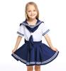Girls' Sailor Suit Costume Set: Shirt, Skirt, and 3 Ribbons (Size L (130-140))