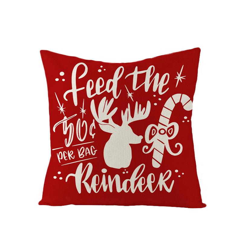 Watercolor Red Christmas Pillow Cover Polyester Printed Holiday Pillow Cartoon Pillow Cover