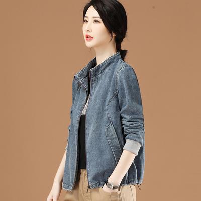 Frühling und Herbst Saison Neue Stehkragen Lose Casual Mode Stil Lange Ärmeln Cowboy Mantel frauen Baseball Mantel dünn
