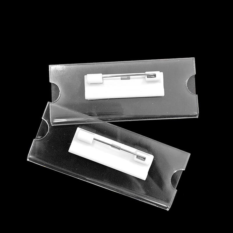 Acrylic Transparent Insert Card ID Badge Holder, 75x30mm