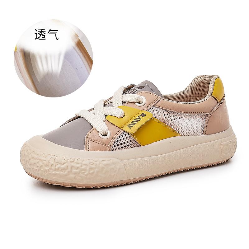 Leather little white shoes 2025 summer new net shoes retro famous trendy shoes casual breathable single shoes flat women's shoes