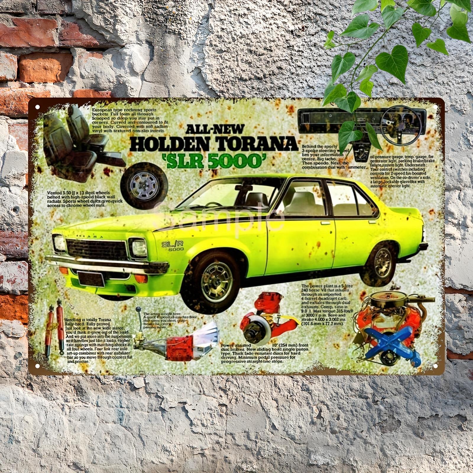 

Vintage Torana SLR 5000 Metal Tin Sign Rustic Green Retro Car Illustration Frameless Wall Art for Man Cave Bar Gar 20x30cm（7.8x11.8inch）