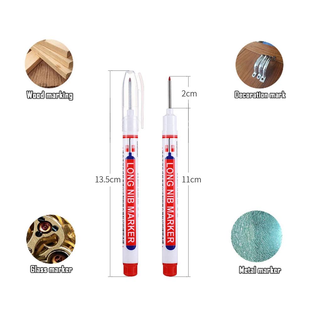 1/2/4/6/8Pcs Long Head Markers Pen Bathroom Woodworking Decoration Multi-purpose Deep Hole Marker Pens Red/Black/Blue/Green Ink