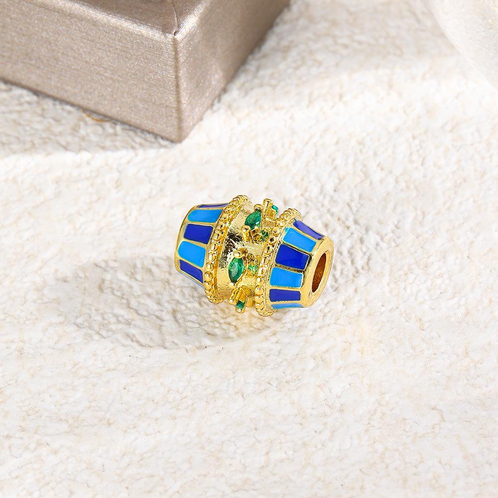 European & American Oval Zircon Drip Oil Beads, Copper Dopamine Barrel-Shaped Beads for DIY Jewelry Necklace & Bracelet Accessories.