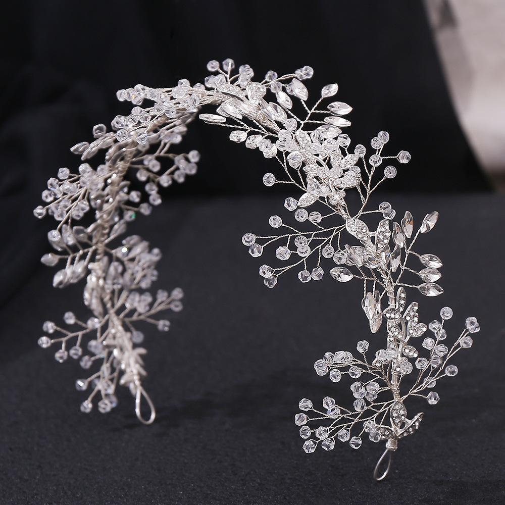 2026 European and American new headgear, silver leaf flower headband, wedding dress accessories, bridal accessories