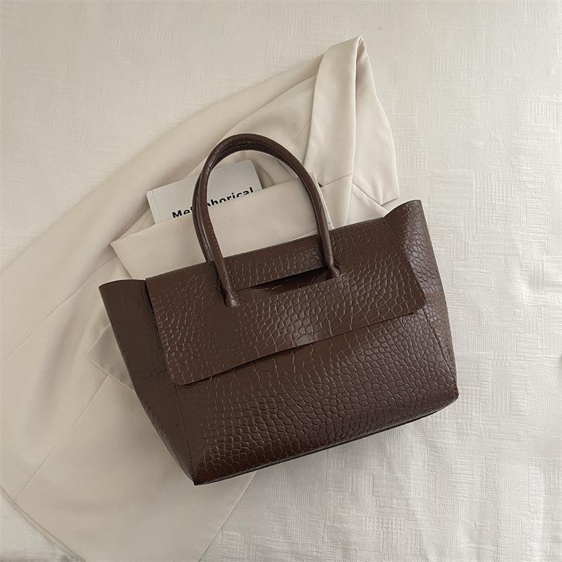 Women Vintage Crocodile Pattern Large Capacity Casual Commuter Shoulder Tote Bag