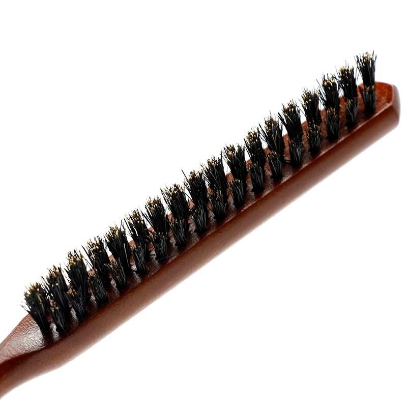 Pure Boar Bristle Hair Dress Comb Fluffy Wood Handle Hair Brush Anti Loss Wooden Barber Hair Comb Scalp Hairdresser Styling Tool