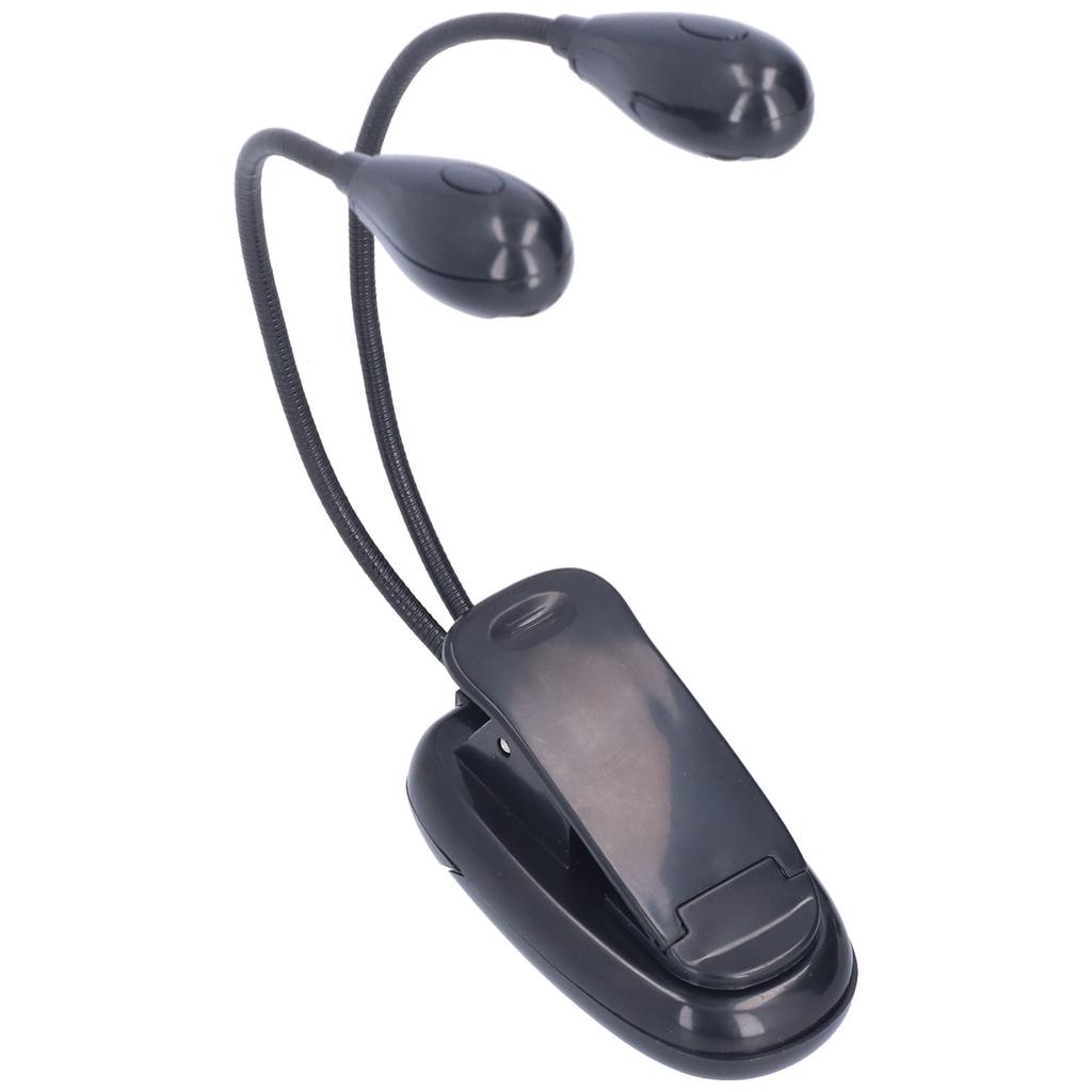 LED Book Light Eye Protecting 360 Degrees Rotatable White Light Double Pole 4 Lamp Beads Reading Lamp with Clip for