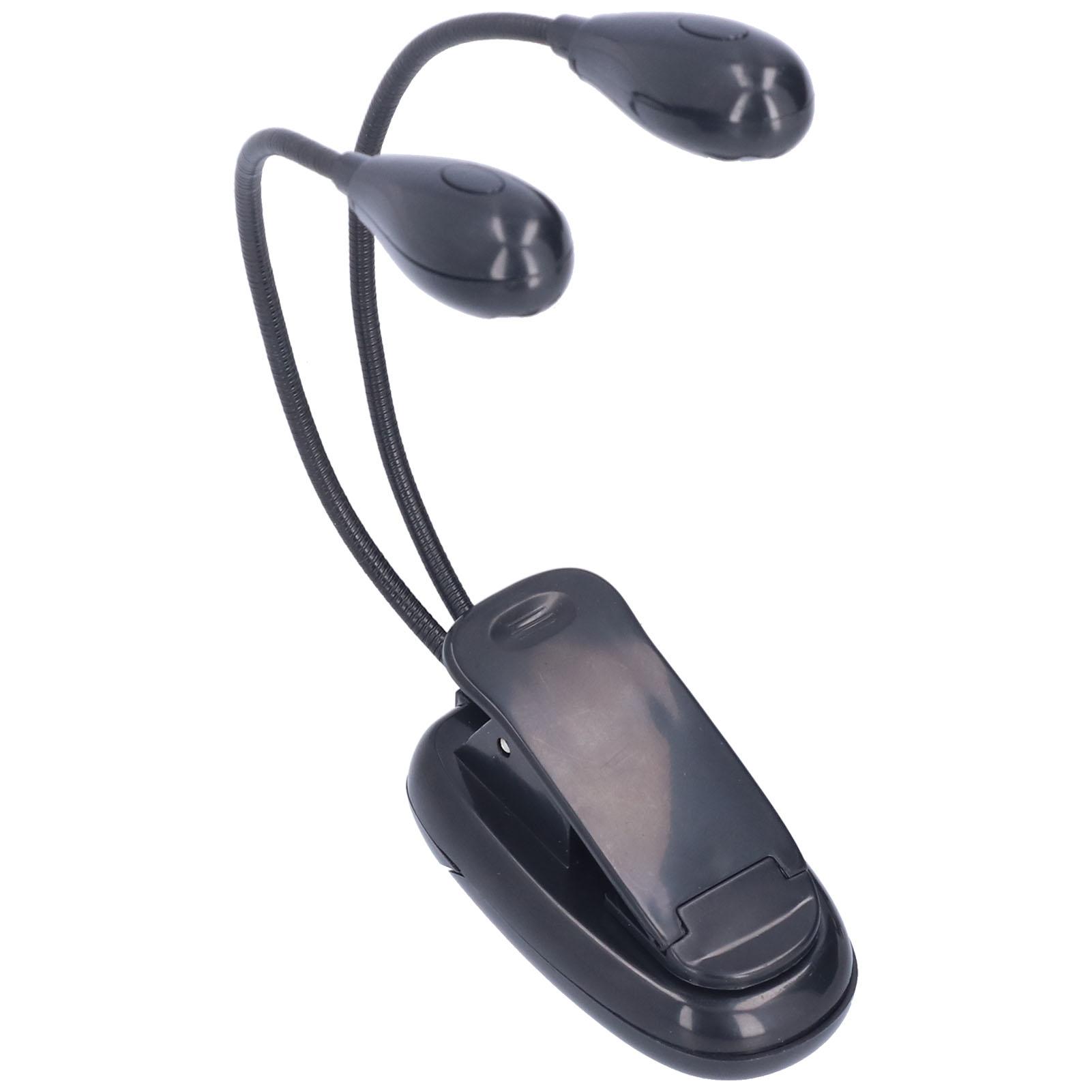 

LED Book Light Eye Protecting 360 degrees Rotatable White Light Double Pole 4 Lamp Beads Reading Lamp with Clip for