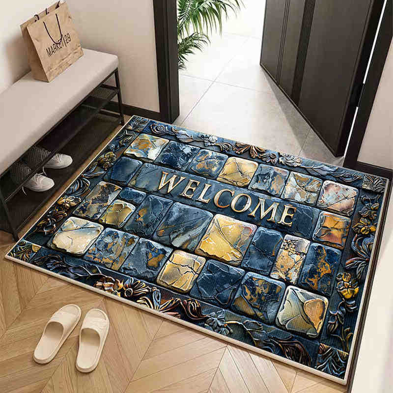 Mata podłogowa do domu w stylu amerykańskim Mata wejściowa do zdrapywania błota i brudu Odporna na zabrudzenia Mata podłogowa z kryształowego aksamitu Do użytku domowego Łatwa w pielęgnacji mata podłogowa