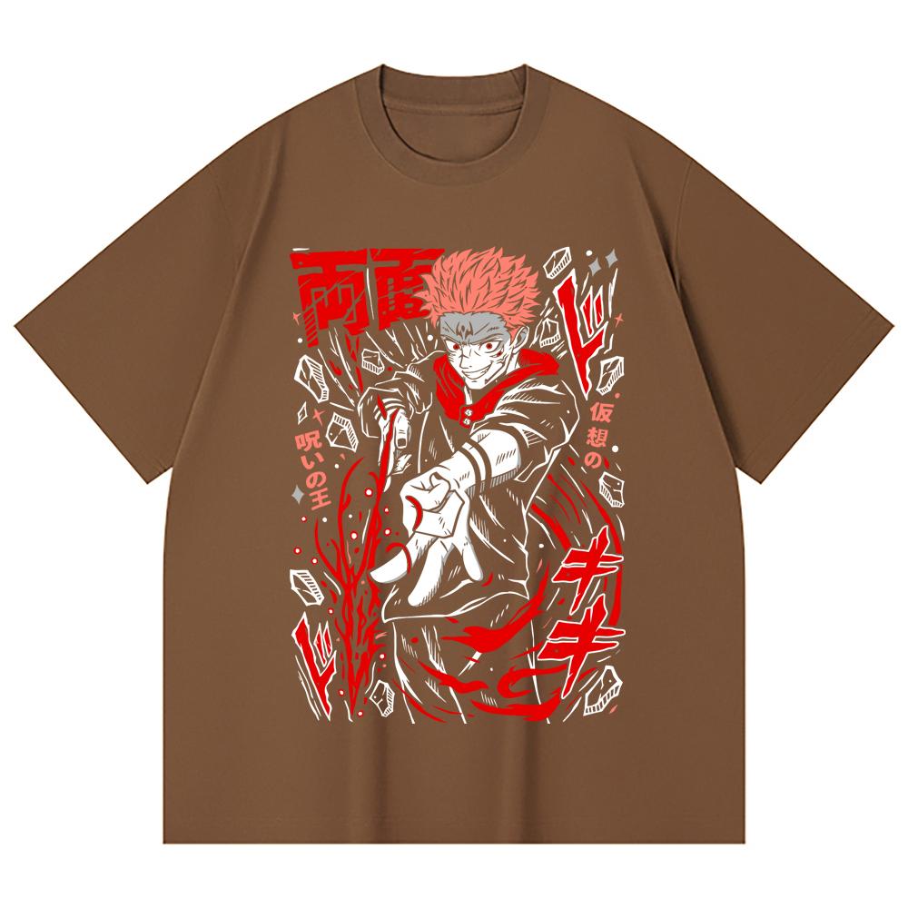230 Gsm 100% Cotton Jujutsu Kaisen V31 Sukuna Print Unisex Heavy Cotton T Shirt