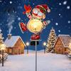 Solar Christmas Decorations Snowman Bird Garden Light, Waterproof Outdoor Stake Lamp with Crackle Glass Festive Light Fixtures Ball, Warm White
