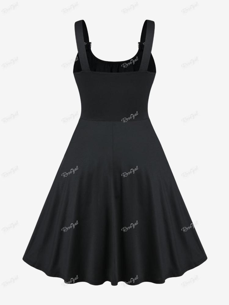 Gotické šněrování přezky A-line šaty plus size bez rukávů Rosegal