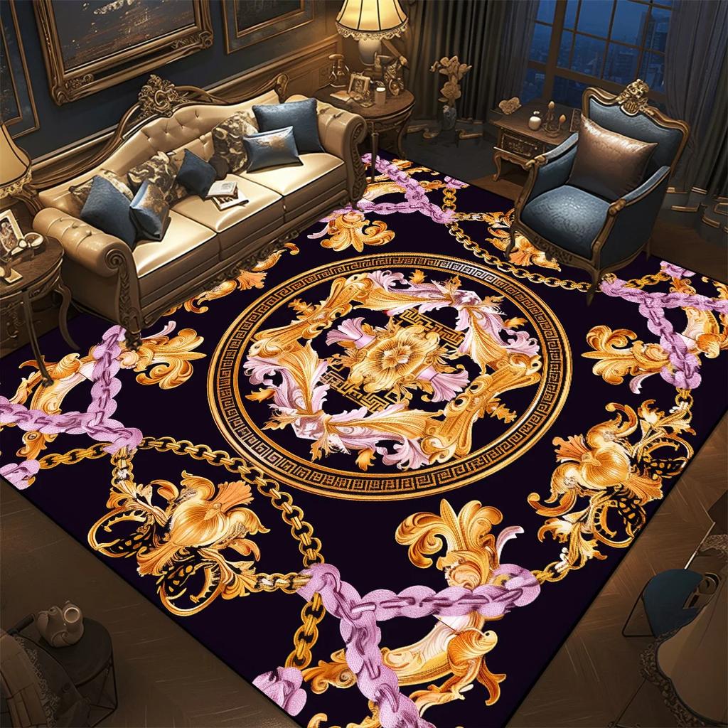 Luxury Style Golden Carpet for Living Room Washable Room Decor Lounge Rug Large Area Lobby Floor Mats Non-slip Entrance Door Mat