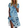 Women's Casual Fashion Stand Collar Floral Print Short Sleeve Dress