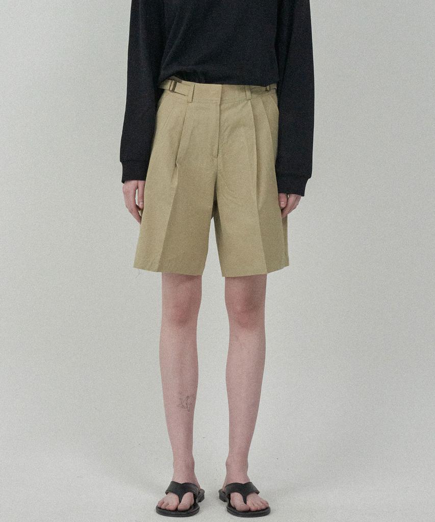 MOTT Cotton Buckle Shorts-Khaki-Beige