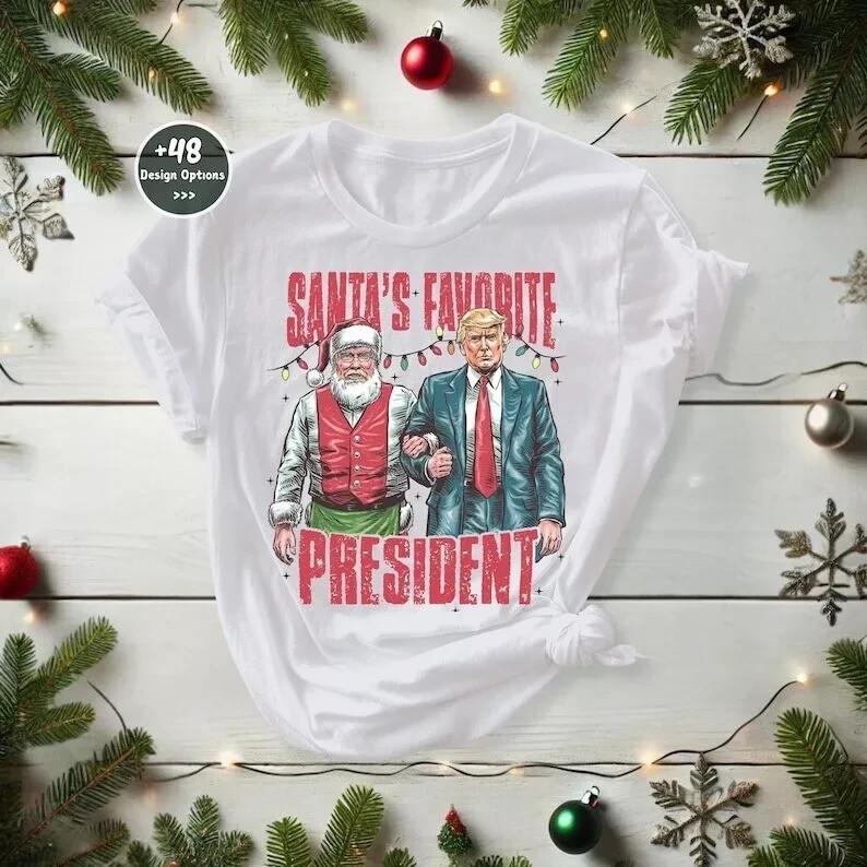 Christmas Trump Shirt, Trump as Santa s Favorite President Shirt Size S-4XL Unisex T-Shirt M