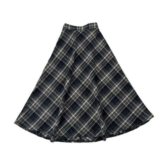 Dámská midi sukně s vysokým pasem áčkového střihu vlněná sukně kostkovaný vzor zeštíhlující sukně do půli lýtek denní domácí streetové oblečení