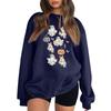 Women's Neck Long Sleeve Loose Fit Casual Sweatshirt Pullover Top with Halloween Print