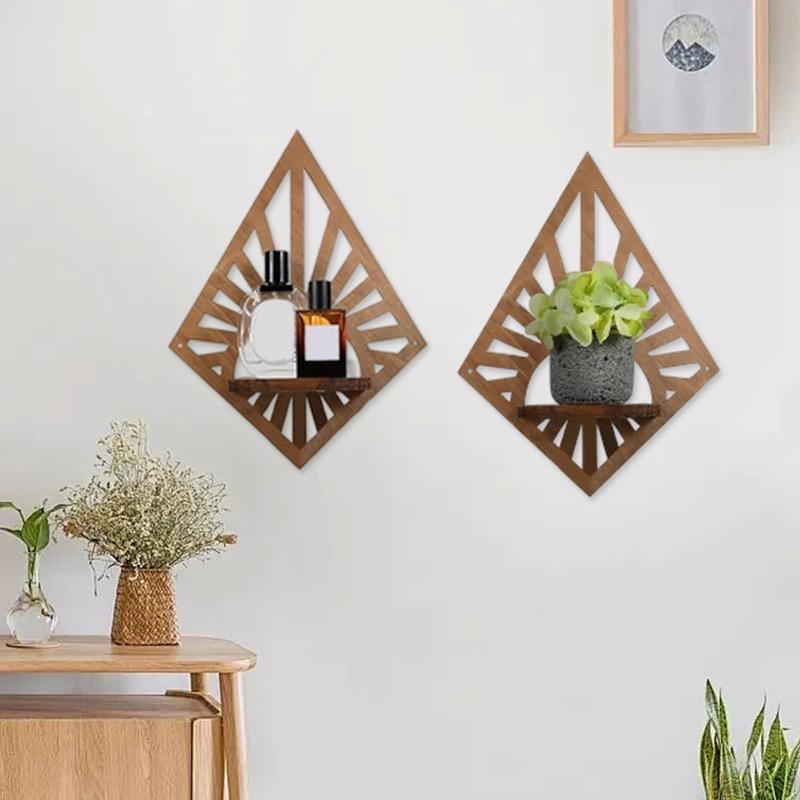 1 buc Cadru de Perete Geometric din Pin Decorativ Suport de Perete pentru Afișare Raft Plutitor 11x14in