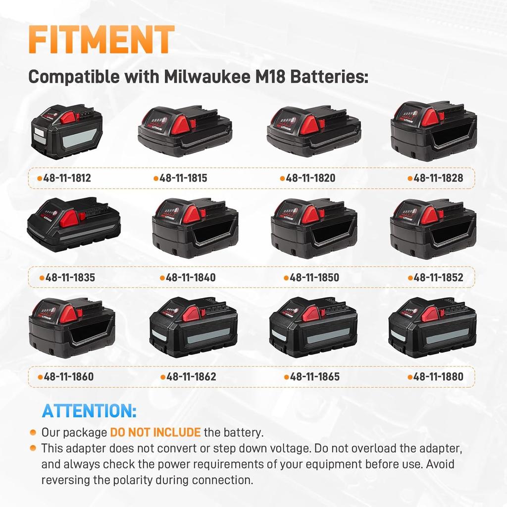 Jumper Cables With Alligator Clips Compatible With Milwaukee M18 18V Battery, 2Ft 8AWG Silicone Wire Jumper Starter Clamps, Automotive Booster Cable