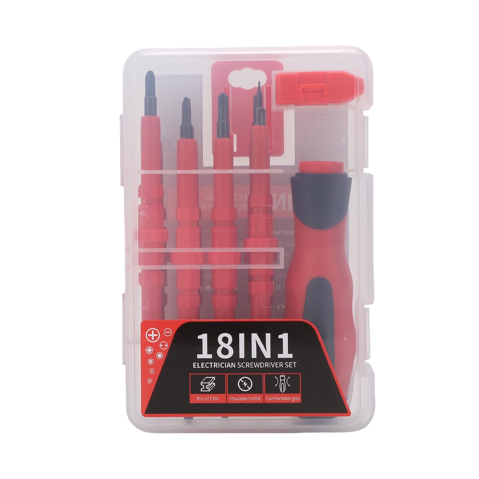 

18 in 1 Electrician Screwdriver Set with CRV Bits, Insulated Screwdrivers, Non Slip Handle, Storage Case, Repair Kit