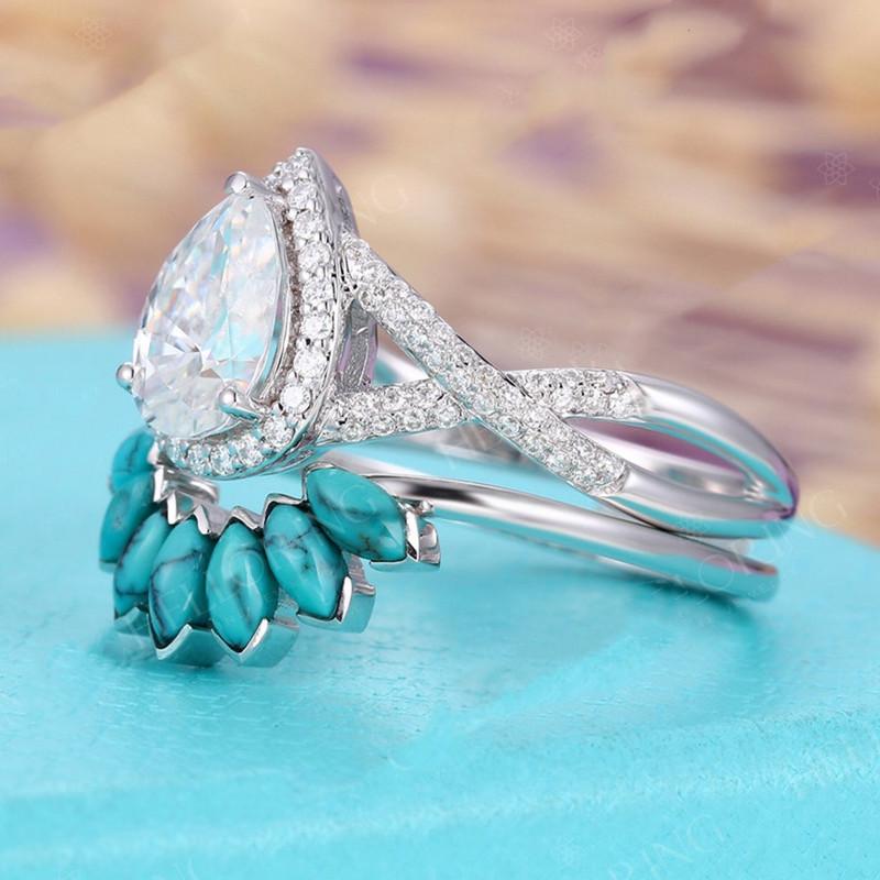 Elegant Silver Color Fashion Rings For Women Exquisite Water Drop Inlaid Zircon Stones Wedding Rings Set Engagement Jewelry